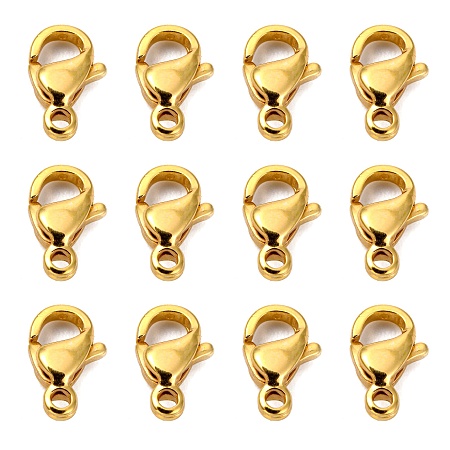 Honeyhandy 304 Stainless Steel Lobster Claw Clasps, Parrot Trigger Clasps, Manual Polishing, Real 18K Gold Plated, 9x5x2.5mm, Hole: 1mm