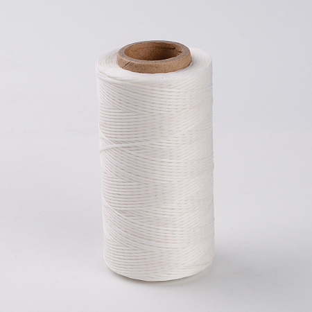 Honeyhandy Flat Waxed Polyester Cords, White, 1x0.3mm, about 284.33 yards(260m)/roll