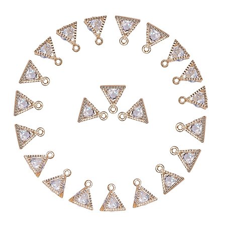 ARRICRAFT About 100 Pcs Cubic Zirconia Alloy Triangle Charms Sets for Jewelry Making Size 11x9x5mm Golden