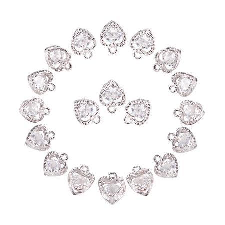 ARRICRAFT 1Bag About 100 Pcs Cubic Zirconia Alloy Heart Shape Charms Sets for Jewelry Making Size 10x8.5x5mm Platinum