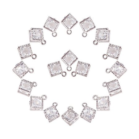 ARRICRAFT 1Bag About 100 Pcs Cubic Zirconia Alloy Rhombus Shape Charms Sets for Jewelry Making Size 14x11x5mm Platinum