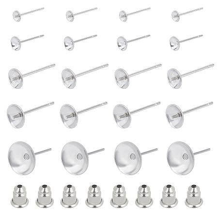 304 Stainless Steel Stud Earring Findings & Ear Nuts, Stainless Steel Color, 300pcs/box
