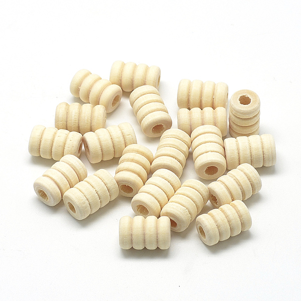 Honeyhandy Unfinished Wood Beads, Macrame Beads Large Hole, Column,  Cornsilk, 14x9mm, Hole: 4mm 