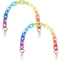 ARRICRAFT 2pcs Acrylic Purse Chain Handle, 16.5 inch Colorful Resin Bag Handles Acrylic Handbag Chain Strap with Metal Clasps Shoulder Strap Replacement Bag Decoration Chains Purse Making Accessory