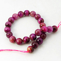 Honeyhandy Natural Rose Tiger Eye Beads Strands, Dyed & Heated, Round, Deep Pink, 4mm, Hole: 1mm