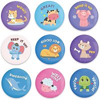GLOBLELAND 9Pcs Animals Themed Pinback Buttons Tiger Sheep Cow Elephant Brooch Pins Button Badges for Adults Kids Men or Women, 2.3Inch, Mixed Color, Matte Surface