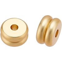 BENECREAT 30PCS 14K Gold Plated Flat Round Spacer Beads Matte Style Rondelle Spacer Beads Metal Beads for Bracelet Necklace Jewelry Making, Hole: 1.8mm