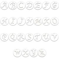 SUPERFINDINGS 26pcs 0.57x0.06 inch Natural Freshwater Shell Charms Flat Round with Hollow Out Letter Beads A-Z Alphabet Spacer Beads for Bracelets Necklace Jewelry Making Accessory