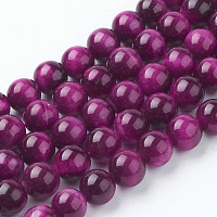 Honeyhandy Natural Rose Tiger Eye Beads Strands, Dyed & Heated, Round, Deep Pink, 8mm, Hole: 1mm, about 24pcs/strand, 7.4 inch