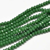 Arricraft Faceted Rondelle Glass Beads Strands, Green, 3x2mm, Hole: 0.8mm, about 150pcs/strand, 13.6 inches