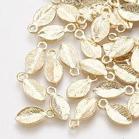 Honeyhandy Brass Charms, Leaf, Real 18K Gold Plated, 10.5x4.5x1mm, Hole: 1.2mm