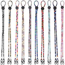 GORGECRAFT 10Pcs 10 Colors Adjustable Hat Strap Clips Hats Chin Cord Elastic Lanyard Neck Straps for Glasses Face Holder Ethnic Style Hanging String Removable Cap Anti-Lost Clip Fastener