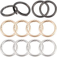 PandaHall Elite 3 Colors 12pcs Trigger Spring Gate Rings Big O Rings Round Carabiner Clip Snap Hooks Clip Spring Keyring Alloy Buckle for Keychains Purses Hardware Bags Dog Leashes, 1.22inch