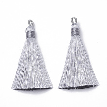 Honeyhandy Polyester Tassel Big Pendants Decoration, Light Grey, 80~90x8.5~9mm, Hole: 4x6mm