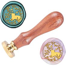 ARRICRAFT Wax Seal Stamp Cat and Flower Pattern Vintage Wax Seal 0.98" Removable Brass Head Wooden Handle Sealing Stamp for Envelopes Invitations Gift Wine Packages Decoration