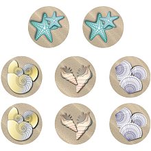 ARRICRAFT 4pcs/Set Window Stickers Beach Shell Pattern Window Clings Starfish Floor Clings Self Adhesive Window for Window Decoration Acessories Anti-Collision Reminder 13.8"x9.5"