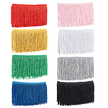 OLYCRAFT 2 Yards Fringe Lace Trim Polyester Tassel Fringe Trimming 4 Inch Wide Multi-Colored Lace Trim Ribbon Fringe for Clothes Accessories Latin Dress Decoration - 8 Colors