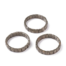 Honeyhandy Natural Pyrite Stretch Bracelets, Faceted, Rectangle, 2-3/8 inch(6cm)