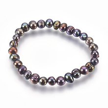 Honeyhandy Natural Pearl Stretch Bracelets, Potato, Prussian Blue, 2 inch(5cm)