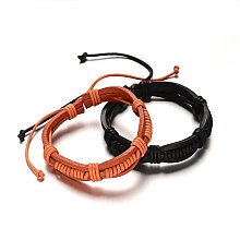 Honeyhandy Adjustable Leather Cord Bracelets, Mixed Color, 56mm, 13x9mm