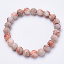 Honeyhandy Natural Red Line Jasper Beaded Stretch Bracelets, Round, 1-3/4 inch~2-1/8 inch(48~54mm)