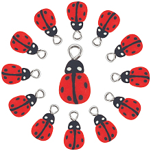 SUPERFINDINGS 100Pcs Red Ladybug Charms Pendant Handmade Polymer Clay Ladybug Charms with 1.8mm Platinum Tone Iron Loop Flatback Ladybugs Pendants for DIY Scrapbooking Handmade Decorations