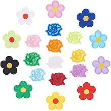 Arricraft 40 Pcs 2 Styles Flower Iron on Patches, Rose Embroidery Patch Sew on Applique Patch Mixed Color Repair Patch for Clothes Dress Hat Jeans DIY Accessories