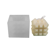 Honeyhandy Cuboid DIY Candle Silicone Molds with Diamond Shape Ball, , Handmade Soap Molds, Mousse Chocolate Cake Mold, White, 72x72x57mm, Inner Diameter: 50x50mm