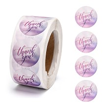 Honeyhandy 1 Inch Thank You Stickers, Adhesive Roll Sticker Labels, for Envelopes, Bubble Mailers and Bags, Purple, 25mm, about 500pcs/roll