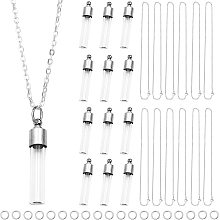 SUNNYCLUE 64PCS Vial Necklace Making Kit Hourglass Vial Pendants Handmade Clear Glass Screw Cap Bottle Charms Necklace Chain & Jump Rings for Beginners Adults DIY Necklace Jewellery Making