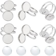 SUNNYCLUE 24Pcs DIY 8 Sets Ring Bezels Stainless Steel Ring Blanks Round Glass Cabochon Spiral Blank Bezel Rings Base Double Trays Pad Rings Settings Ring Set for Jewelry Making Kit Women DIY Craft