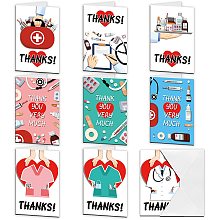 ARRICRAFT 9Pcs Thank You Cards Medical Worker Appreciation Series Greeting Cards Set Thank You Notes with Envelopes for Birthday Thanksgiving Wedding Baby Shower 15x10cm