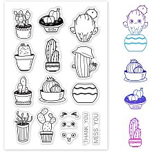 GLOBLELAND Cactus Clear Stamps Transparent Silicone Stamp Seal for Card Making Decoration and DIY Scrapbooking