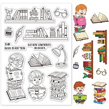 GLOBLELAND Book Silicone Clear Stamps Bookshelf Reading Transparent Stamps for Birthday Easter Holiday Cards Making DIY Scrapbooking Photo Album Decoration Paper Craft