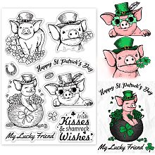 PandaHall Elite Saint Patrick's Day Stamp Silicone Stamps Pig Shamrock Pattern Transparent Seal Stamps Cute Clear Stamp Seal for Card Gift Box Invitations Scrapbook Decoration DIY Art Crafts Making