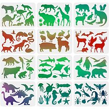 FINGERINSPIRE 12 Pcs Animal Stencils Drawing Painting Templates Sets 8.3x11.7inch Plastic Drawing Painting Stencils Scale Template Sets for Creation Scrapbooking