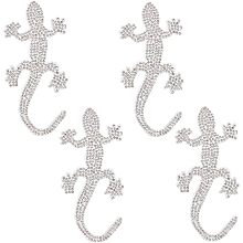 GORGECRAFT 4 Inch 4Pcs Crystal Car Stickers Bling Rhinestone Decal Gecko Decals for Cars Self Adhesive Appliques Shiny Badge Sticker Glitter Automotive Exterior Accessories for Window Laptops Decor