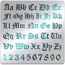 BENECREAT Matte Metal Letters Stencils, Gothic A to Z Alphabet & Number Stencil Template for Painting, Wood Burning, Leather Burning, Engraving, Scrapbooking, 6.14x6.14 inch