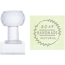 PandaHall Elite Handmade Soap Stamp, Letter Stamping Mold Imprint Stamp 1.3 Inch Square Natural Soap Chapter Soap Stamp with Handle for DIY Handmade Soap Envelope Invitation Cards Craft Making