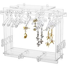 SUPERFINDINGS 1 Set Earring Display Stand Holder Acrylic Earring Organizer Holder Rack Transparent Jewelry Display Stand with 8pcs Coat Hangers for Women Girls