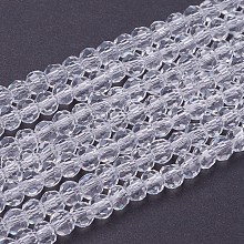 Arricraft Glass Beads Strands, Faceted, Round, Clear, 4mm, Hole: 1mm, about 98pcs/strand, 13.7 inches