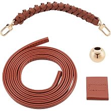 WADORN Microfiber Leather Top Braided Handle Replacement, 12 Inch Short Handbag Handle Strap 40 Inch PU Leather Bucket Bag Drawstring Strap DIY Bag Making Supplies for Neonoe Pochette Hobo Bag, Brown