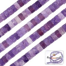 Beebeecraft 1 Box 154Pcs Amethyst Stone Natural Purple Crystals Flat Round Loose Semi Gemstone Caps Spacer Beads for Making Bracelets Necklace Hole 0.8mm