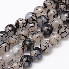 Honeyhandy Dyed Natural Agate Faceted Round Beads Strands, Gainsboro, 8mm, Hole: 1mm, about 48pcs/strand, 15.3 inch