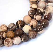 Honeyhandy Natural Zebra Jasper Round Bead Strands, 4~4.5mm, Hole: 1mm, about 96pcs/strand, 15.5 inch