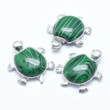 Honeyhandy Synthetic Malachite Pendant, with Alloy Findings, Tortoise, Platinum, 38x30.5x8.2mm, Hole: 3x4.5mm