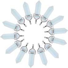 Arricraft 30pcs Clear Faceted Bullet Opalite Pendants Platinum Tone Brass Findings for Jewelry Making, 38~45x10mm