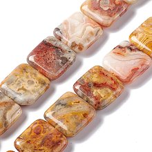 Natural Crazy Agate Beads Strands, Square, 19.5~20x19.5~20x6.5~7mm, Hole: 1.2mm, about 20pcs/strand, 15.59''~15.91''(39.6~40.4cm)