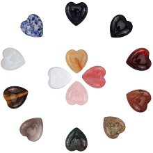 PandaHall 14 Pcs Heart Gemstone Cabochon Flatback Beads 25x23x7.5mm for Jewelry Making