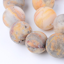 Honeyhandy Natural Crazy Agate Beads Strands, Round, Frosted, 8~8.5mm, Hole: 1mm, about 47pcs/strand, 15.5 inch